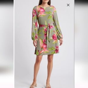 Tommy Bahama Lavish Blooms Long Sleeve Minidress  Size Medium